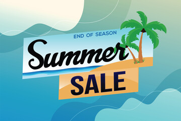 Wall Mural - summer sale word text concept icon logo sign symbol vector note mega shopping style for use landing page, template, social media, web, mobile app, poster, banner, flyer, background, gift card, coupon
