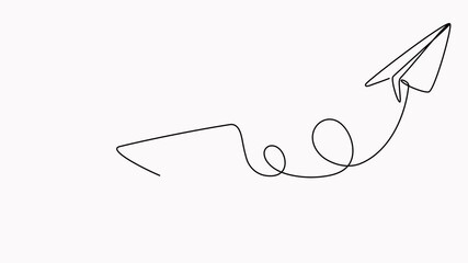 Poster - Animated paper plane with envelope continuous line drawing. Email linear symbol video animation.
