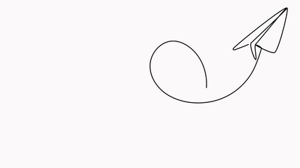 Poster - Animated paper plane with envelope continuous line drawing. Email linear symbol video animation.