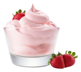 Sticker - PNG Strawberry whipped cream dessert glass food.