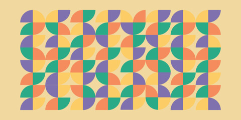 Poster - Abstract geometric pattern background with retro colors	, abstract bauhaus pattern background.