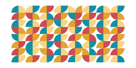 Poster - Abstract geometric pattern background with retro colors	, abstract bauhaus pattern background.