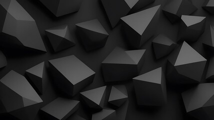 Poster - Abstract digital artwork featuring a geometric pattern of three dimensional, angular shapes consists of overlapping, irregular polygons with sharp edges and varying sizes