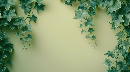 Canvas Print - Green ivy and minimalist pastel copy space : Generative AI