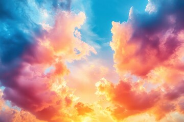 Sticker - Vibrant sunset clouds painted in shades of pink, orange, and blue, creating a stunning sky view full of color and beauty.