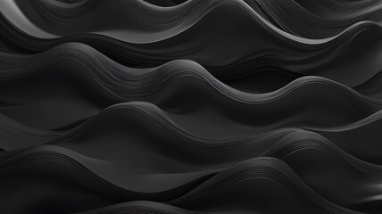 Aufkleber - Abstract digital artwork featuring a series of smooth, flowing waves in a monochromatic black color scheme showcases a three dimensional effect with undulating curves and ridges