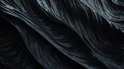 Aufkleber - Abstract digital artwork featuring a series of smooth, flowing waves in a monochromatic black color scheme showcases a three dimensional effect with undulating curves and ridges