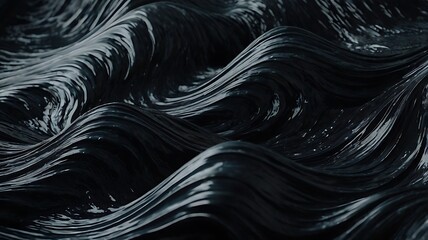 Aufkleber - Abstract digital artwork featuring a series of smooth, flowing waves in a monochromatic black color scheme showcases a three dimensional effect with undulating curves and ridges