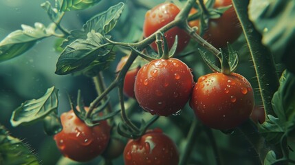 Wall Mural - red tomatoes in the garden