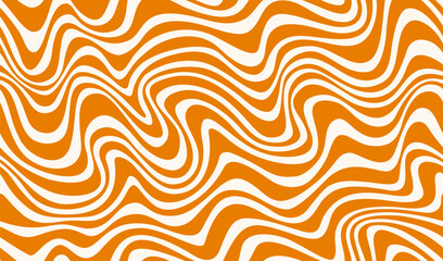 Wavy swirl peanut caramel pattern with abstract white and orange swirls, create a dynamic sense of movement and fluidity. Vector background or wallpaper with sweet candy psychedelic or trippy texture