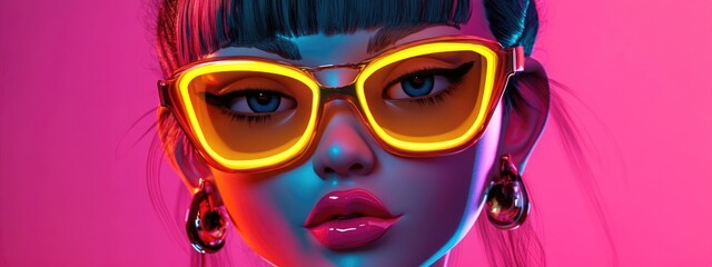 80s Style Girl in 3D Cartoon