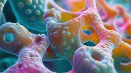 Poster - This close-up displays intricate bacterial flagella structures with vibrant colors highlighting their unique features and textures