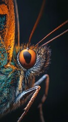 Closeup of Vivid Compound Eye of Colorful Insect in Nature