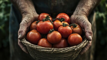 Wall Mural - A Basket of Tomatoes