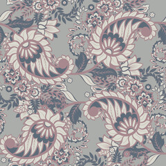 Wall Mural - Damask paisley seamless pattern. Floral vintage background