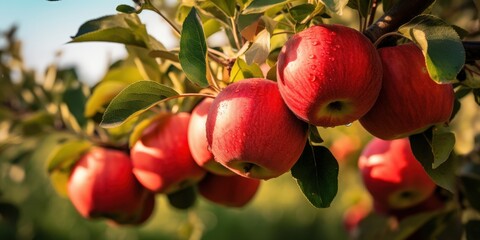 Poster - Red Apples Hanging From a Branch