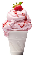 Wall Mural - PNG An icecream topped with strawberry dessert food white background.