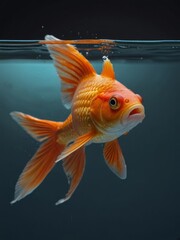 Hyper realistic goldfish, fishbowl, isolated. AI generated.