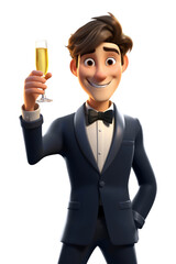 Sticker - PNG Champagne cartoon tuxedo adult.