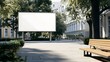 © F - Outdoor blank white billboard mockup in a park setting, ideal for showcasing marketing projects, branding concepts, social media promotions, and web design within a natural environment
