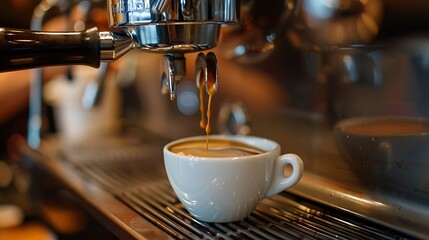 Wall Mural - Coffee being poured in a cup in a coffee shop