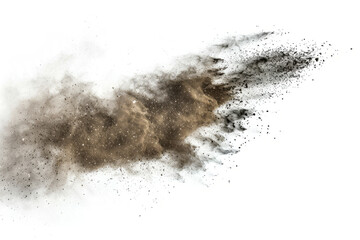 Shimmering particles of a dust spell, slowly settling, on a white background.