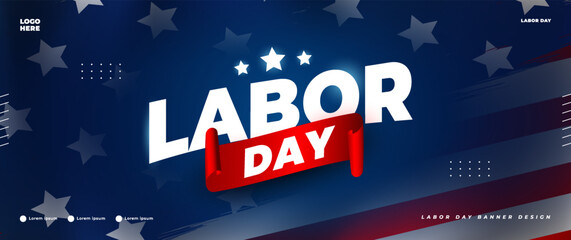 Wall Mural - Happy Labor Day banner design with American flag elements