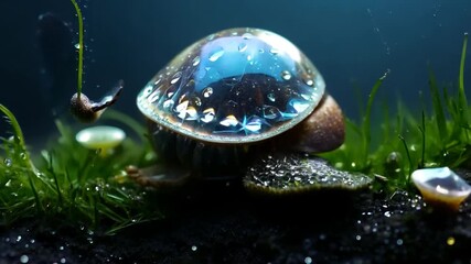 Poster - Turtle With a Shell Covered in Droplets on an Underwater Landscape Generative AI