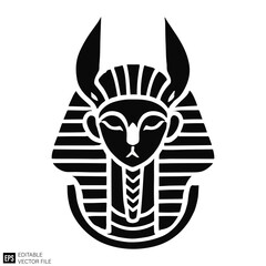 egyptian mythology vector illustration black and white silhouette graphic design template