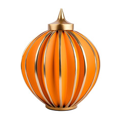 Wall Mural - Lantern for Diwali in orange and gold with delicate paper designs isolated on transparent background festive illumination 