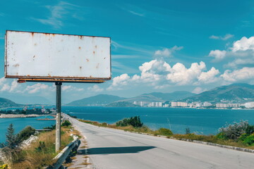 Wall Mural - billboard on the road with city background