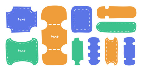Poster - Graphic hand drawn colorful frames with strokes, backgrounds for texts, backdrop stickers and labels. Vector illustration, design element set.
