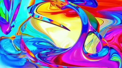 Poster - colorful abstract swirl of liquid forms with vibrant hues generative ai