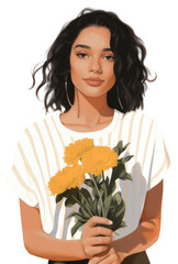 Poster - PNG Portrait holding flower adult.