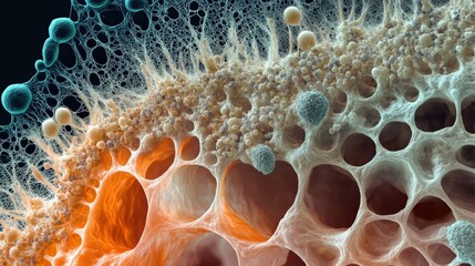 Poster - This visual showcases complex cellular structures, revealing intricate textures and patterns critical to understanding biological functions and processes