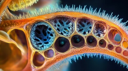 Poster - This illustration reveals the intricate cellular structures found in a cross section of an insect, highlighting unique features