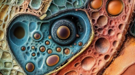 Poster - This image showcases a colorful microscopic cross section of an insect, displaying its complex internal structures and textures