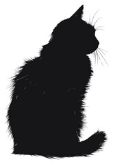 Wall Mural - PNG A black cat silhouette clip art mammal animal pet.