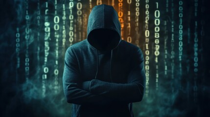 Wall Mural - Mysterious Hacker in a Digital World