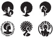 © Adobe design - vector set of afro american woman logo head, african beauty woman vector logo design, Black girl faces with stylish afro hairstyle, woman afro black face, African american woman hairstyle vector