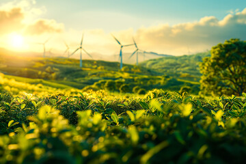 Green renewable energy concept with wind generator turbines