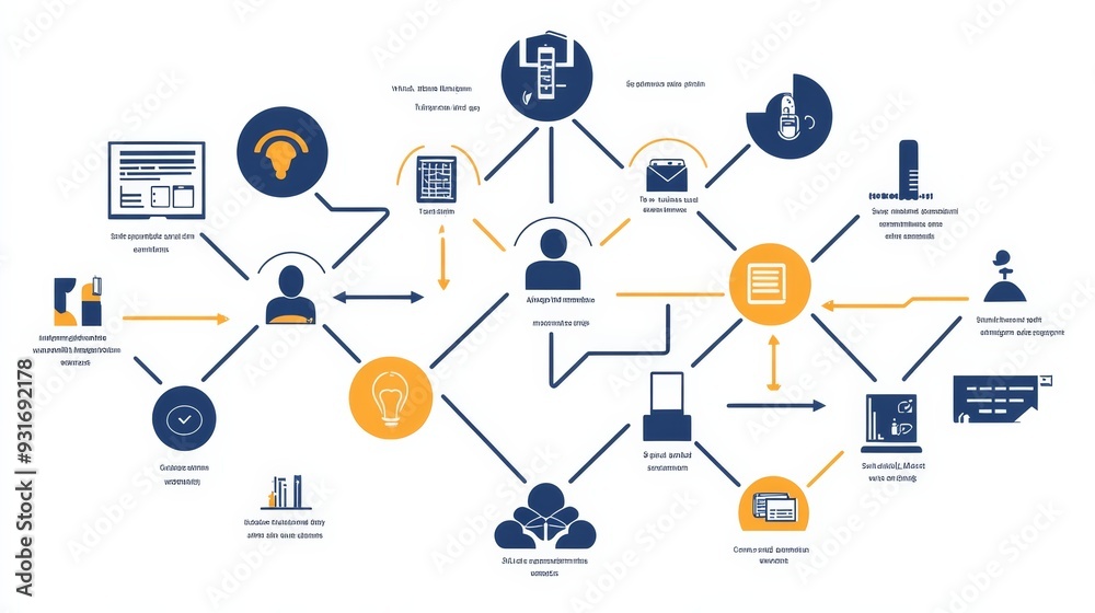 A flowchart illustrating a complex business process with various ...