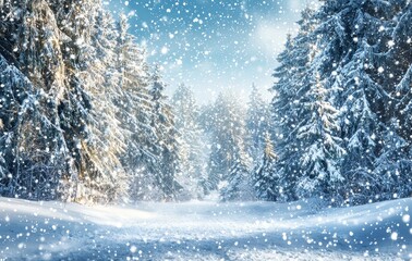 Aufkleber - With snow-covered trees and an ice river, this winter landscape scene is beautiful