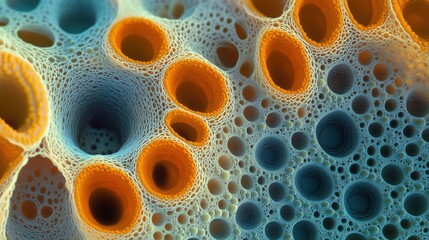 Poster - Microscopic examination reveals intricate patterns and vibrant colors within a unique biological structure from an aquatic habitat
