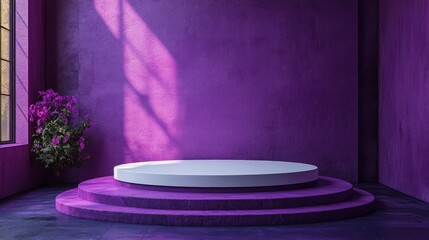 Wall Mural - Purple Room with White Platform