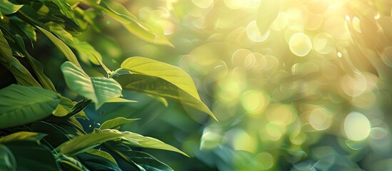 Aufkleber - Background featuring abstract blurred foliage and bright summer sunlight suitable for your text or advertisement. with copy space image. Place for adding text or design