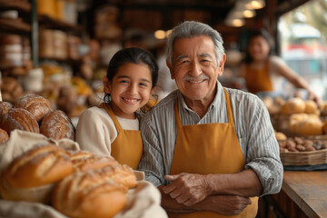 Sticker - Happy Hispanic Family In Groceries Store