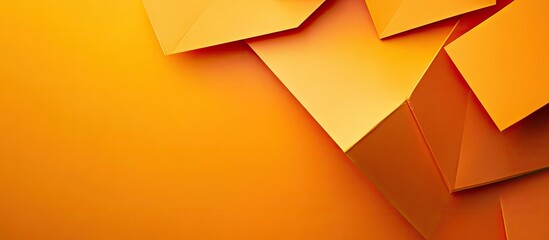 Leinwandbilder - Abstract geometric shape on an orange paper background. with copy space image. Place for adding text or design