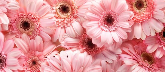 Poster - pink gerbera bloom. with copy space image. Place for adding text or design