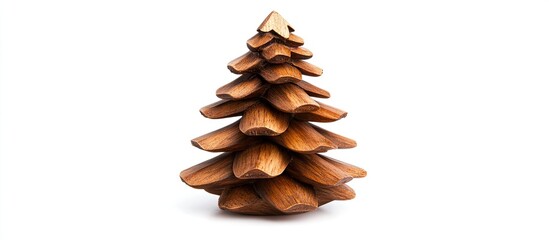 Poster - Wooden Christmas tree Christmas tree ornament isolated on a white background High quality photo. with copy space image. Place for adding text or design